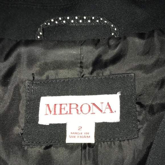 MERONA blazer black with striped lining in sleeves three pockets NEW size 2 - Picture 4 of 7
